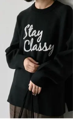 サマンサモスモス ブルー　ロゴニットプルオーバー