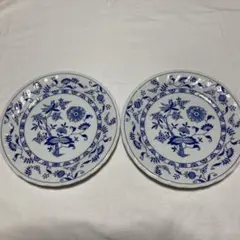 新品未使用　美濃焼Blue Elbe by Tango 青い花柄29㎝大皿 2枚のサムネイル