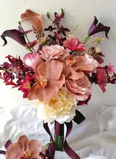 No.2665　クラッチブーケ　アーティフィシャルフラワー　テラコッタ　造花