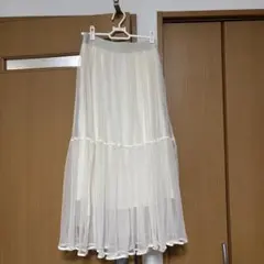 シフォン ティアードロングスカート ホワイト