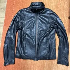 黒 レザー シングルライダースジャケット