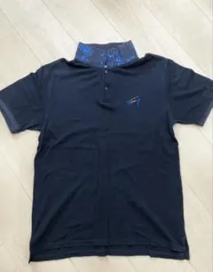 TOMMY トミー　半袖ポロシャツ ブラック　Lサイズ 襟ロゴ