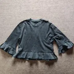 ZARA ダークグレー フリル付きTシャツ