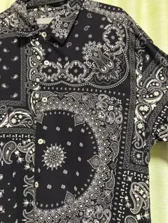 古着 シャツ メンズライク 黒 ペイズリー SENSE OF PLACE