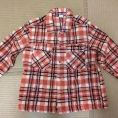 美品★オレンジ系チェック柄フリースジャケット