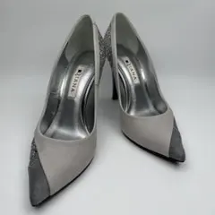 ほぼ綺麗☆DIANA パンプス 23cm グレー スエード×ラメ ポインテッド