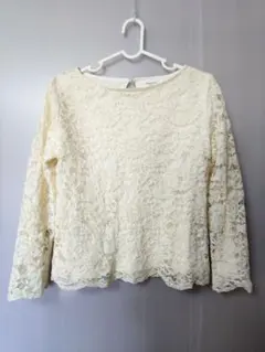 【新品】OPAQUE.CLIP レース 長袖 ブラウス アイボリーのサムネイル
