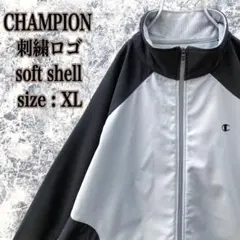 IJ20 US古着チャンピオンワンポイント刺繍ロゴソフトシェルフリースジャケット