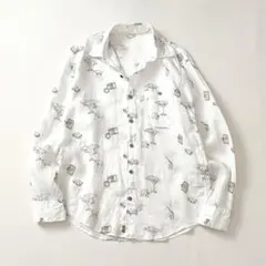 【極美品】パパス　長袖シャツ　リネン100％　アニマル　ロゴ刺繍　25SS　46のサムネイル