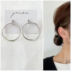 371 シルバー ウェーブ　リング　ピアス　イヤリング　ハンドメイド