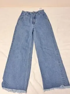 カットオフ ワイドデニムパンツ ライトブルー Mのサムネイル