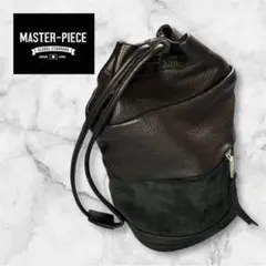 【極美品】master-piece マスターピース 巾着バッグ レザー 本革 黒のサムネイル
