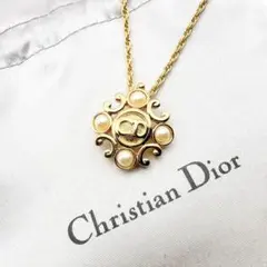 美品✨Dior ディオール ネックレスCDロゴ ゴールド 3連パール ビジュー 