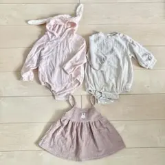 【3点セット】ミッフィー ワンピース ロンパース うさぎ耳 ピンク ベージュ