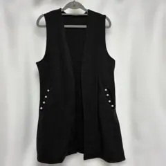 新品 パール付きベスト （ジレ）黒 フリー お出かけ 参観日