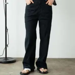 レッドカード Manoa ワイド　ストレート　デニム　リネン　黒　25