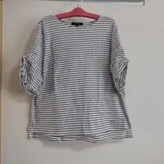 UNTITLED 白黒ストライプ 半袖Tシャツ 48 大きいサイズ