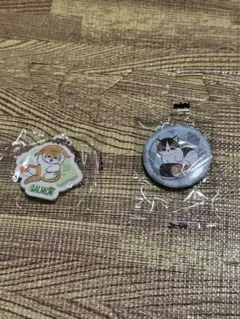 【新品の未使用品】モフサンド✖️くら寿司　コラボ　ラバーチャーム&缶バッジ