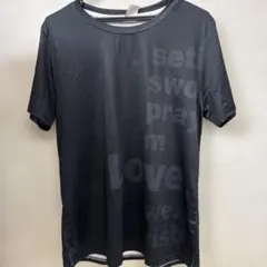 英字プリント 半袖Tシャツ ブラック M