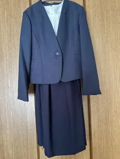 ネイビー シングルボタン スーツ、ワンピース3点セット