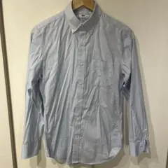 水色 ストライプ 長袖ワイシャツ　Sメンズ