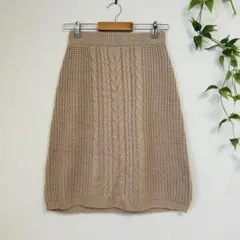 OFLO ケーブルニットスカート M アクリル100% 暖かい 台形