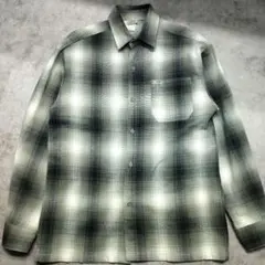 USA製 キャルトップオンブレーチェック長袖シャツ黒白CALTOP