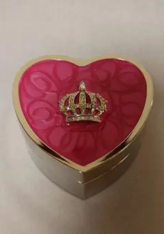 ハート型 ピンク アクセサリーケース 王冠付き ローズピンク