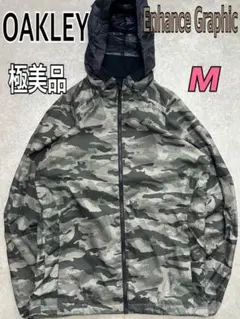 상태매우좋음 オークリー ナイロンジャケット 迷彩 カモ柄 M フード収納