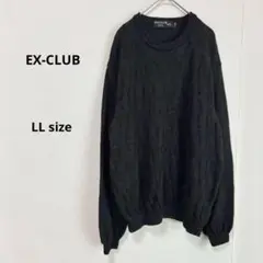 EX-CLUB ケーブル編みニット　LL ダークグレー　ウール　100% 日本製のサムネイル