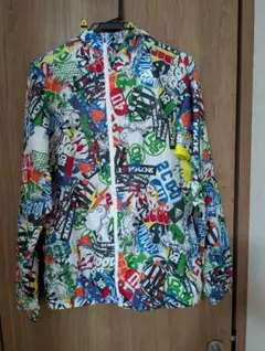 adidas アディダス フード付ジャケット 派手 ロゴ プリント パーカー　L