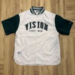 VISION STREET WEAR 半袖シャツ ホワイト/グリーン