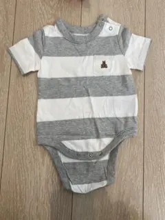 【未使用】babyGAPロンパース 0-3ヶ月 50cm半袖 ボーダー クマ刺繍