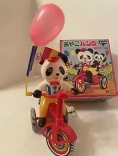 レトロ　おやこパンダ　三輪車　ゼンマイ　ビンテージ　旗つき　日本製　小野トーイ
