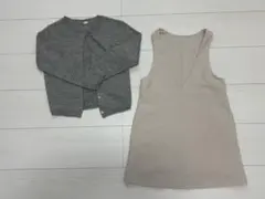 120㎝薄いカーディガン、ジャンパースカートのセット
