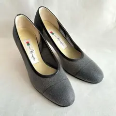 美品✨ 銀座かねまつ GINZA Kanematsu グレー メッシュ パンプス