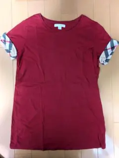 これ以上の値下げ終了BURBERRY 赤 チェック柄袖 Tシャツ164cmのサムネイル