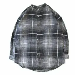 ROBERT STOCK グレー ブラック チェック バンドカラー シャツ 古着