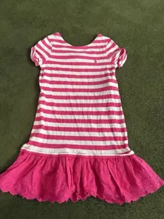 SALE中！ラルフローレン ピンクと白のストライプ 半袖ワンピース