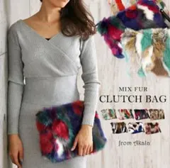 クラッチバッグ　ファー　ファーバッグ　ファーショルダーバッグ　2wayバッグ