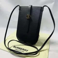 【美品】バーバリー　レザー　ショルダーバッグ　スマホ　サコッシュ　ロゴ 極美品】バーバリー スマホショルダーバッグ レザー TBロゴ