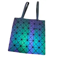 幾何学模様玉虫色トートバッグ　本体32✕32cm