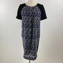 美品 UNTITLED アンタイトル コクーンワンピース ひざ丈 ウール混 刺繍