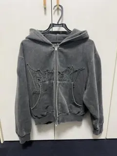 BlessU グレー フルジップパーカー