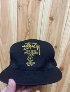 【希少】Stüssy ワールドツアー キャップ ブラック×ゴールド