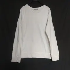 レース付き(ネック 裾) 長袖 カットソー ホワイト