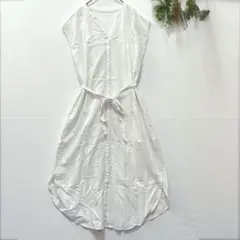 【SENCE OF PLACE】美品！ノースリーブシャツワンピ　ロング　白　F