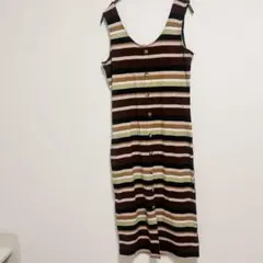 ストライプ ノースリーブ ワンピース 【XL】レディース　海外古着