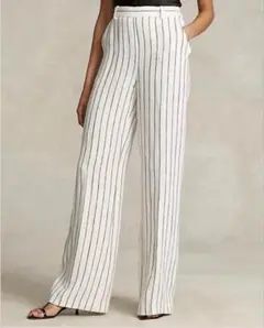 新作　RALPH LAUREN ラルフローレン　リネン　ストライプ　ワイドパンツ