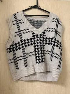 ニットベスト 秋服 春服 チェック柄
